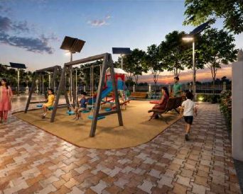 Children’s play area with solar lighting